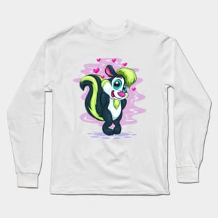 Cartoon Shy Skunk Long Sleeve T-Shirt